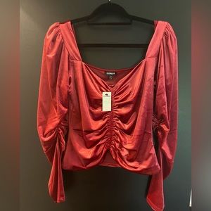 Express velvet top with bubble shoulders…NWT